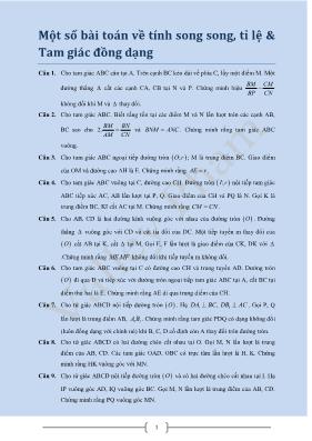 Một số bài toán về tính song song, tỉ lệ và tam giác đồng dạng